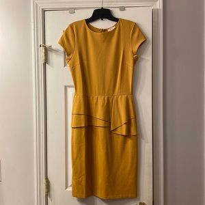 Love Ady Marigold Yellow Short Sleeve Peplum Dress - Size Medium. Brand New.